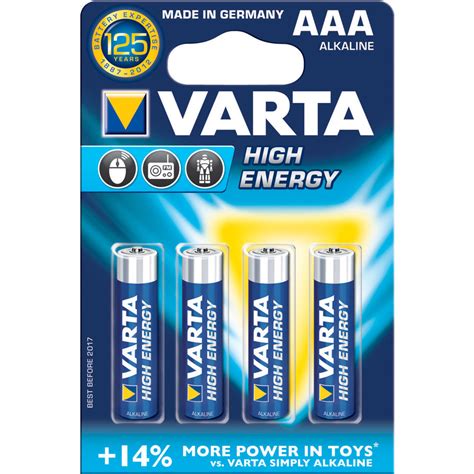 Varta AAA 1 5V Alkaline Batteries 4 Pack V4903121414 B H Photo