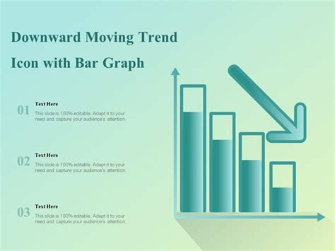 Downward Moving Trend Icon With Bar Graph Graphics Presentation Background For Powerpoint