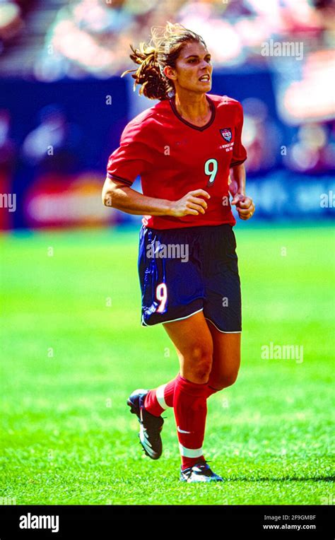 Mia Hamm, #9 (USA) competing at the 1999 Women's World Cup Soccer Stock ...