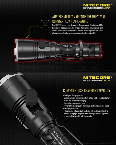 Lampe Tactique Nitecore MH27UV 1000Lumens lampe torche de chasse ...