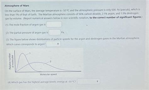 Solved Atmosphere of Mars On the surface of Mars, the | Chegg.com