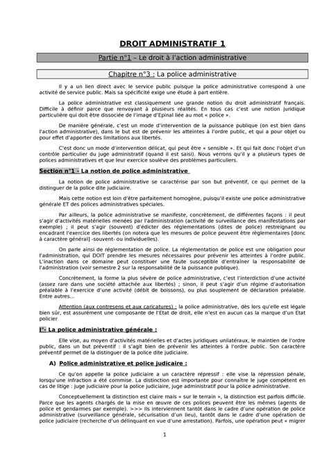 Chap N3 La Police Administrative DROIT ADMINISTRATIF 1 Partie N1