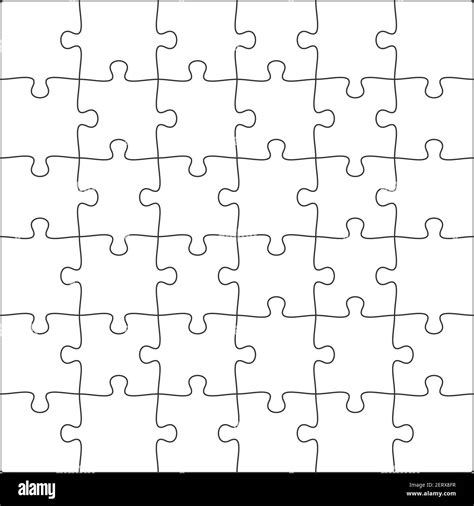 6x6 Jigsaw puzzle blank template background light lines. every piece is ...