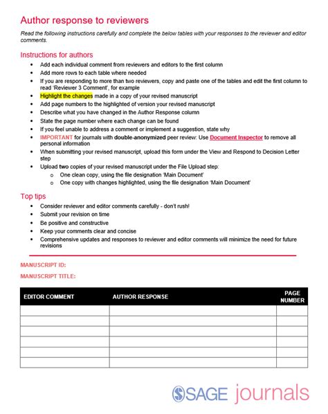 Response To Reviewers Template SAGE Publications Australia