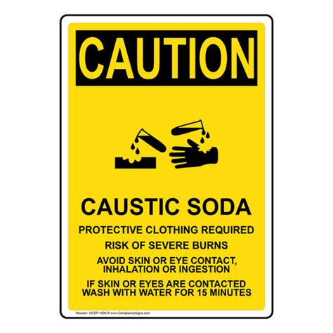 Vertical Caustic Soda Protective Sign Osha Caution