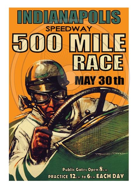 Indianapolis Speedway 500 Vintage Style Poster