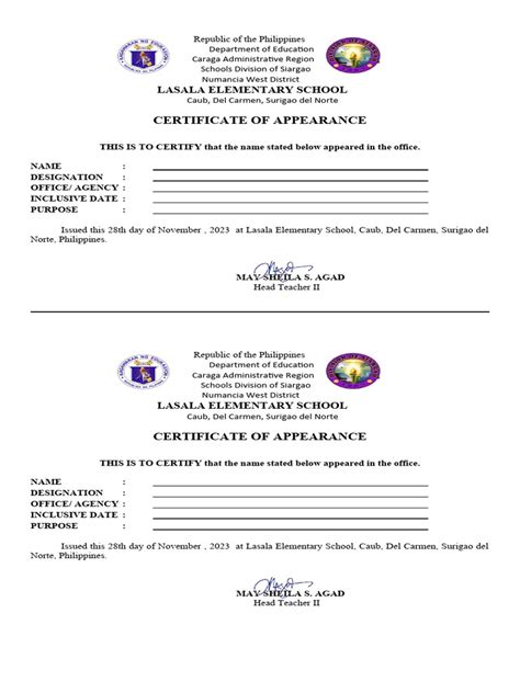 Certificate Of Appearance Pdf Philippines