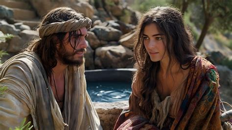 Premium Photo Biblical Illustration Jesus Talking With Samaritan