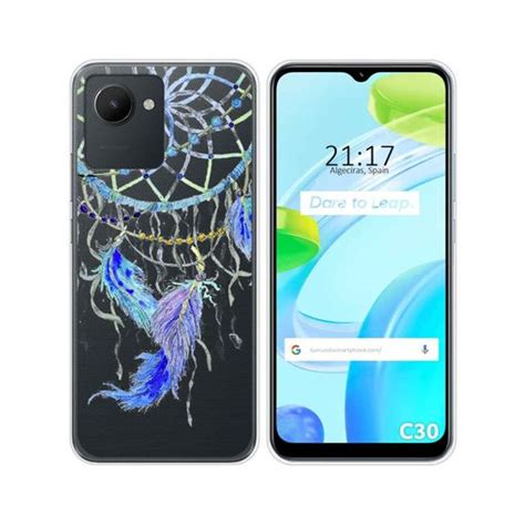 Funda Silicona Transparente Para Realme C30 Diseño Plumas Dibujos con