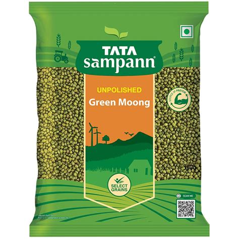 Tata Sampann Unpolished Green Moong Dal Whole 500g Amazon In