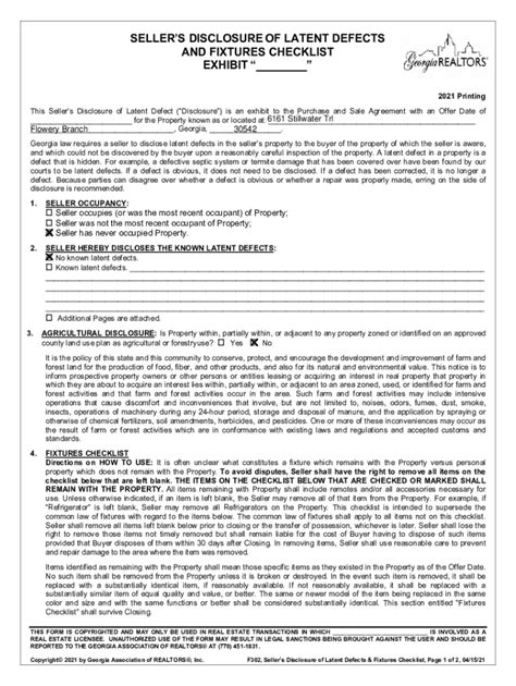 Fillable Online New Form Seller Disclosure Of Latent Defects