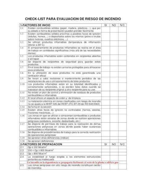 PDF Check List Verificacion Del Riesgo De Incendio DOKUMEN TIPS