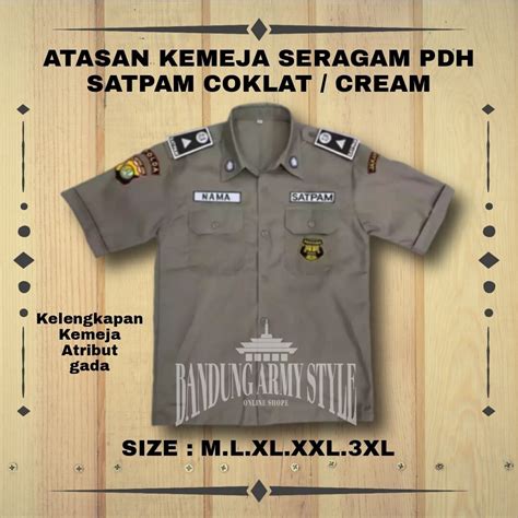 KEMEJA PDH COKLAT SATPAM KEMEJA PDH CREAM SATPAM Seragam Pdh