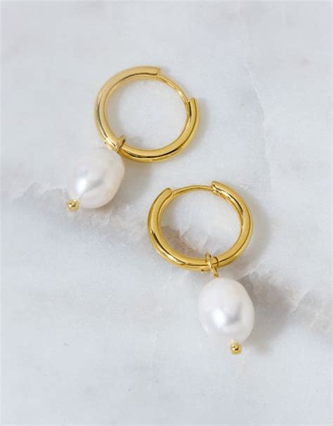 Aeo Keepers Collection 14k Gold Plated Pearl Huggie Earrings