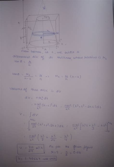 Solved 67 A Cone Of Radius R And Height H Has A Smaller Cone Of