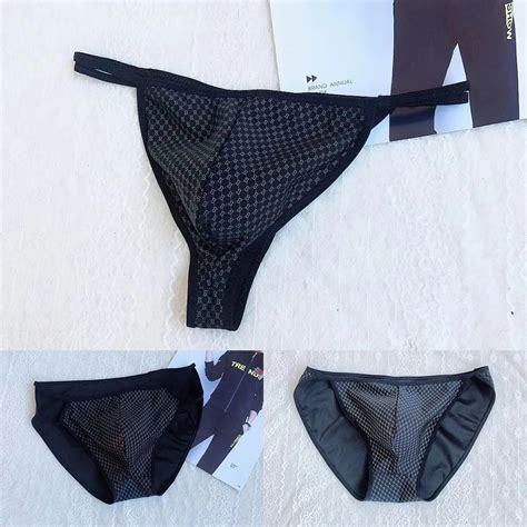 Sexy Mens Print Low Rise Briefs Lingerie Bulge Pouch Underwear Bulge Pouch Bikini Brief Sheer