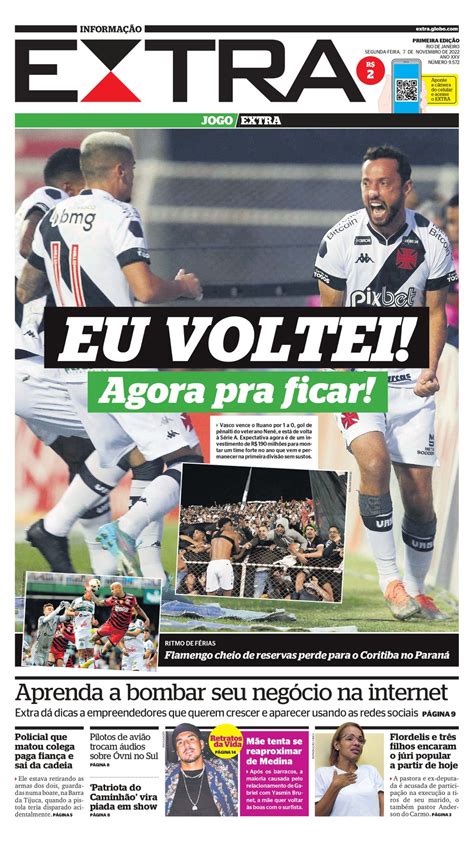 Capas dos jornais destacam acesso do Vasco à Série A SuperVasco