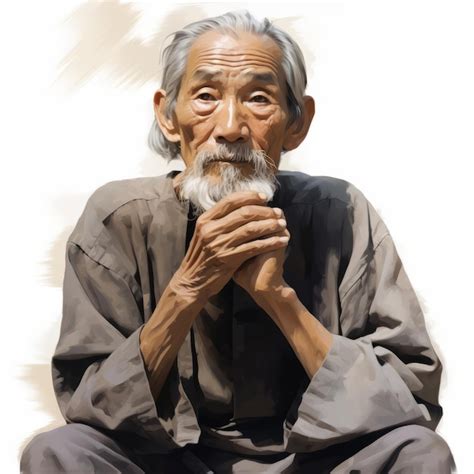 Premium Ai Image Asian Old Man In Thinking And Doubts Oil Painted