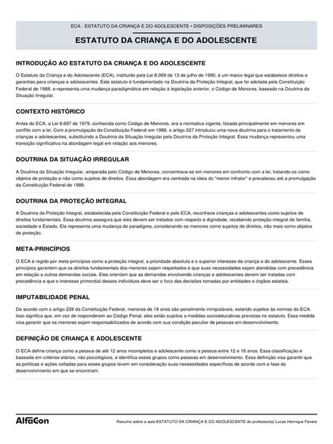 Avaliações Sobre Estatuto Da Criança E Do Adolescente - Entendendo o Estatuto da Criança e do Adolescente | PDF | Adolescência ...