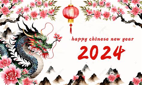 Happy Chinese New Year 2024 Of The Dragon With Oil Painting Template