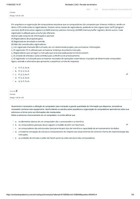 PERGUNTAS RESPONDIDAS ATIVIDADE 02 ARQUITETURA E ORGANIZACAO DE