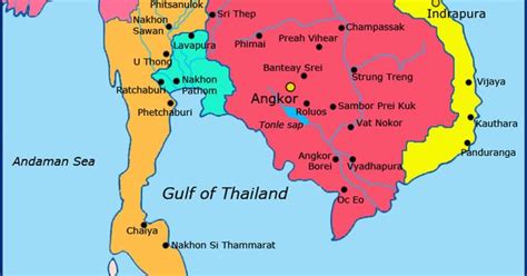 Political map of Southeast Asia circa 1300 CE. Khmer Empire is in red ...