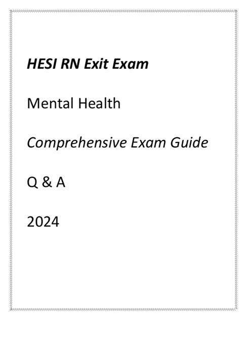 Hesi Rn Exit Exam Mental Health Comprehensive Exam Guide Q And A 2024