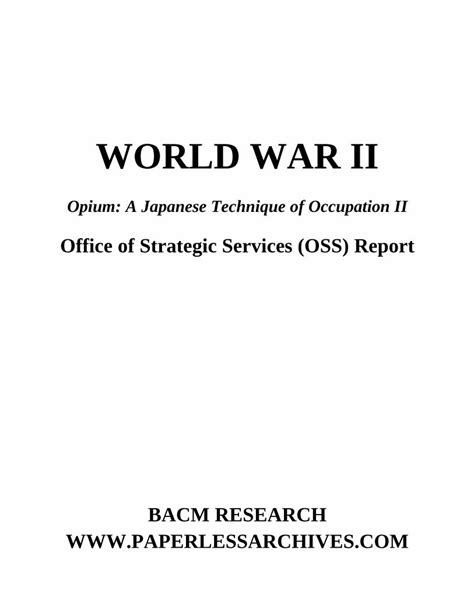 Pdf World War Ii · World War Ii Oss Report Opium A Japanese