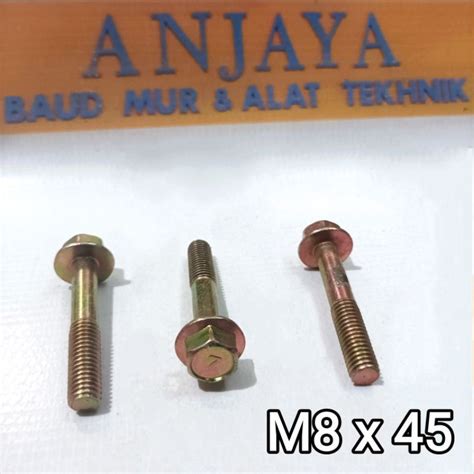 Jual Flange Bolt M X Baut Flange Kuning Kunci Shopee