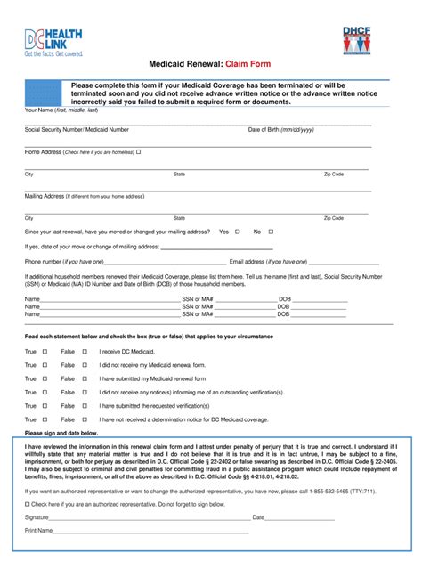 Fillable Online Medicaid Renewal Claim Form Fax Email Print Pdffiller