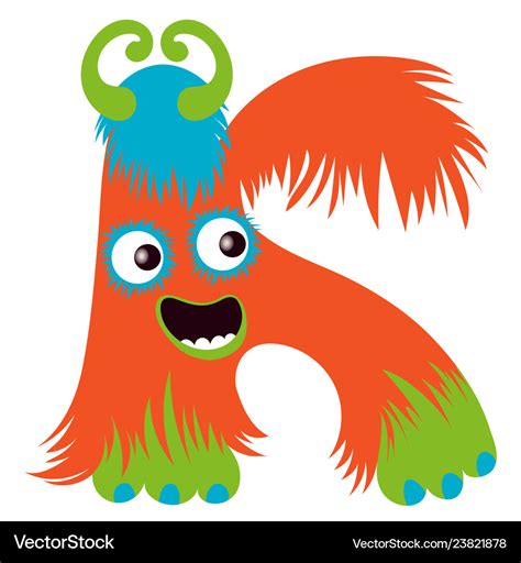 Cartoon Capital Letter K From Monster Alphabet Vector Image