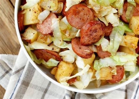 Minute Kielbasa Cabbage Potato Skillet Barefeetinthekitchen Hot Sex Picture