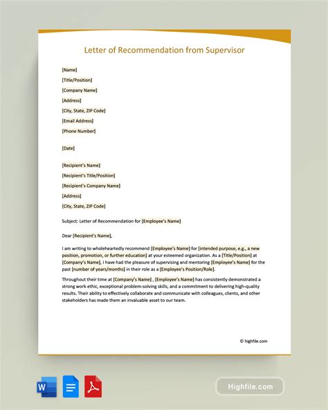 Letter Of Recommendation From Supervisor Word Hot Sex Picture