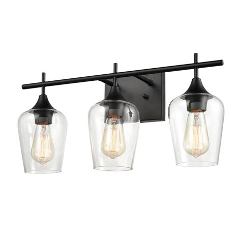 Matte Black Bathroom Glass Wall Sconces - Pack 2 | Claxy