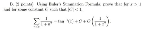 Solved B 2 Points Using Euler S Summation Formul