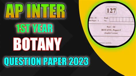 Ap Inter 1st Year Botany Question Paper 2023 Ap Botany Question