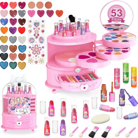 Bloranda 53pcs Maquillage Fille Licorne Jouet Lavable Malette Non