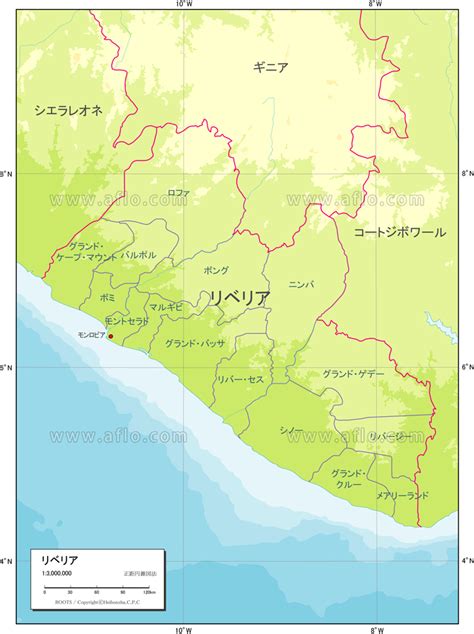 リベリア 地勢図 ベクター地図素材のダウンロード販売 アフロモール