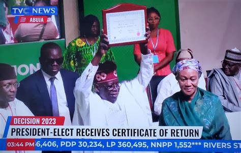 Breaking President Elect Tinubu Receives Certificate Of Return Video