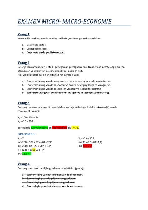 Examen Juni Vragen En Antwoorden Examen Micro Macro