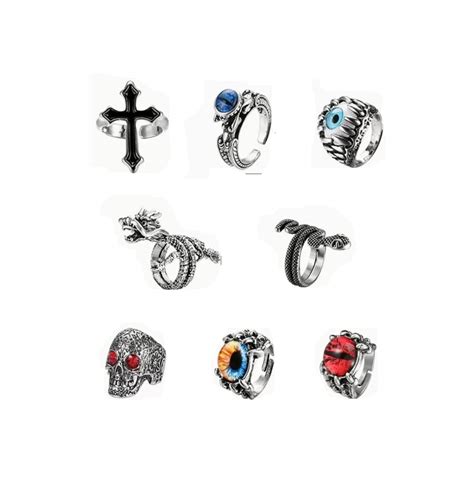 Anillos Ajustables Lab G Plateados Gótico Punk Unisex 8 Piezas Coppel