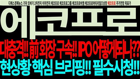 에코프로 에코프로주가전망 대충격前회장구속ipo어떻게되나현상황핵심브리핑필수시청 디에스경제뉴스 또바기 에코