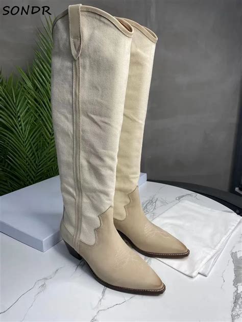 Botas De Piel Aut Ntica Para Mujer Botines Hasta La Rodilla Con Punta