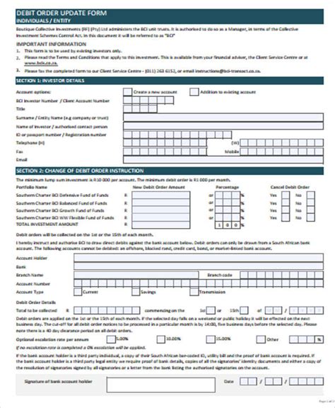 Free Sample Debit Order Forms In Ms Word Pdf