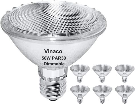 Vinaco PAR30 Halogen Bulb 50W 120V E26 Base 6 Pack PAR30 Short Neck