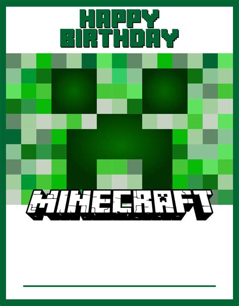 Minecraft Happy Birthday Card Free Pdf Printables Printablee