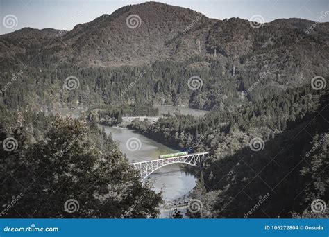 First Tadami River Bridge in Fukushima, Japan Stock Photo - Image of ...