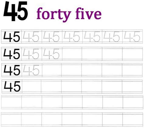 Worksheet on Number 45 | Preschool Number Worksheets | Number 45