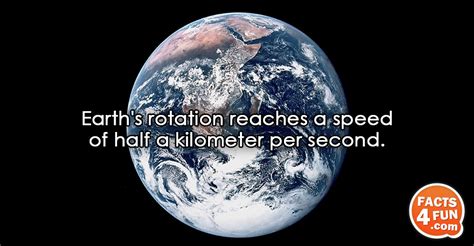 Earth's rotation reaches a speed of half a kilometer per second.