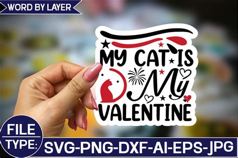 My Cat Is My Valentine Sticker Svg Desig Graphic By Momin Graphice